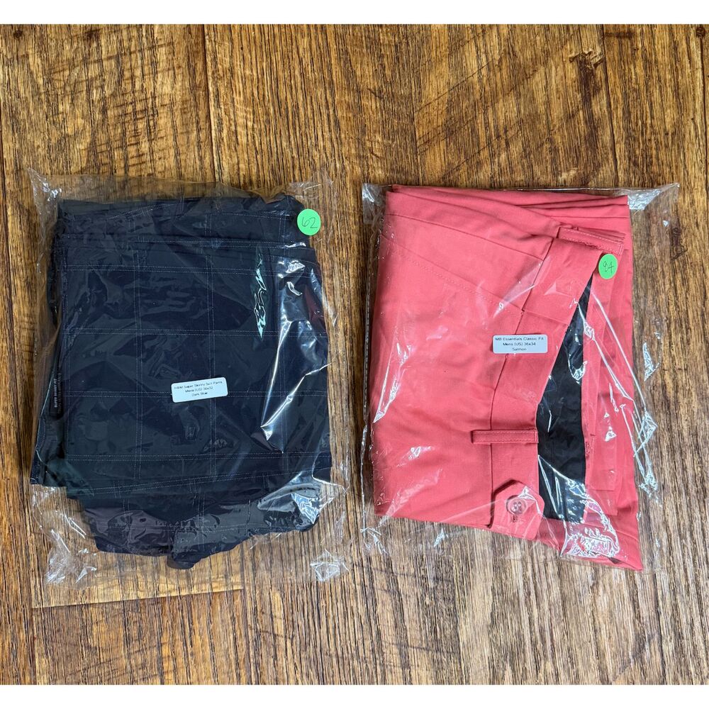 Men's Bundle #11: 2 Dress Pants Dark Blue H&M 36x32 - Salmon MB Essentials 36x34